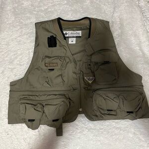 Vintage Columbia PFG Utility Vest Men olive Canvas Fishing Outdoor
Jacket Sz XL